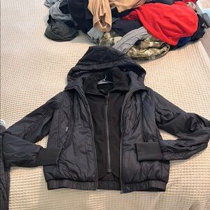 Black hooded with fleece insert women’s jacket